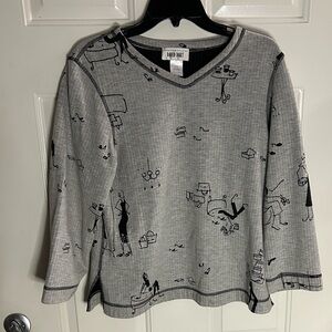 David Dart “Shopping Gal” Gray Med. Tunic Top Sz M. PreLoved